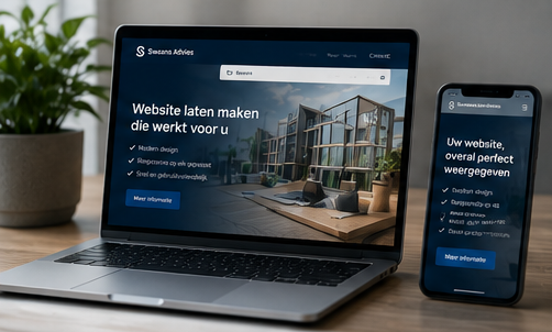 Responsive website op laptop en smartphone